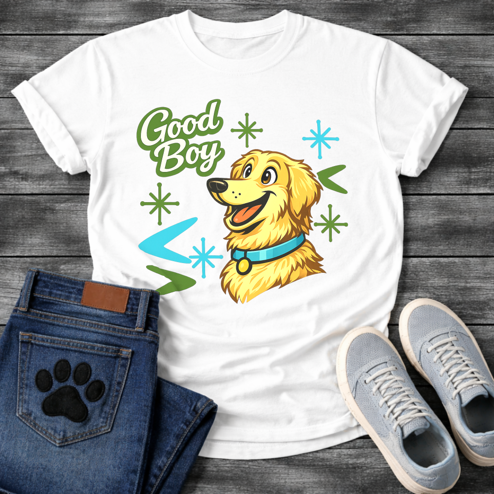 Golden Retriever Good Boy funny dog shirt sand retro pet lover apparel tee