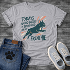 Today's Good Mood Sponsored By My Frenchie leaping graphic t-shirt funny French Bulldog shirt
