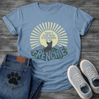 Today's Good Mood Sponsored By My Frenchie groovy retro sun contour lettering funny French Bulldog shirt