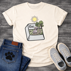 Blue French Bulldog escape key nature scene funny dog shirt graphic unisex tee