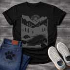 French Bulldog mountain sunrise camping silhouette graphic dog shirt tee