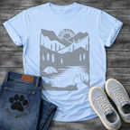 French Bulldog mountain sunrise camping silhouette graphic dog shirt tee