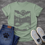 French Bulldog mountain sunrise camping silhouette graphic dog shirt tee