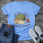 Funny happy camper dog shirt with retro camping design for pet lovers
