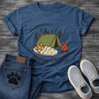 Funny happy camper dog shirt with retro camping design for pet lovers