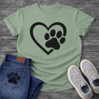 Heart and paw print minimalist dog shirt for simple loving pet parents
