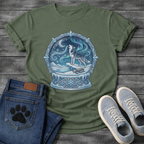 Winter aurora Husky dog shirt with snow globe design for Husky lovers