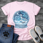 Winter aurora Husky dog shirt with snow globe design for Husky lovers