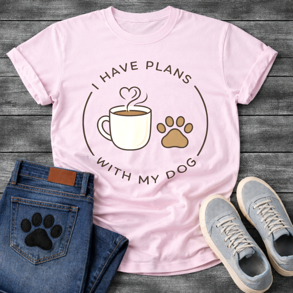 
I have plans with my dogs shirt with coffee and paw print design
