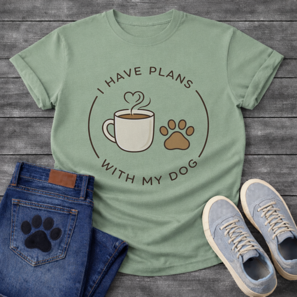 
I have plans with my dogs shirt with coffee and paw print design
