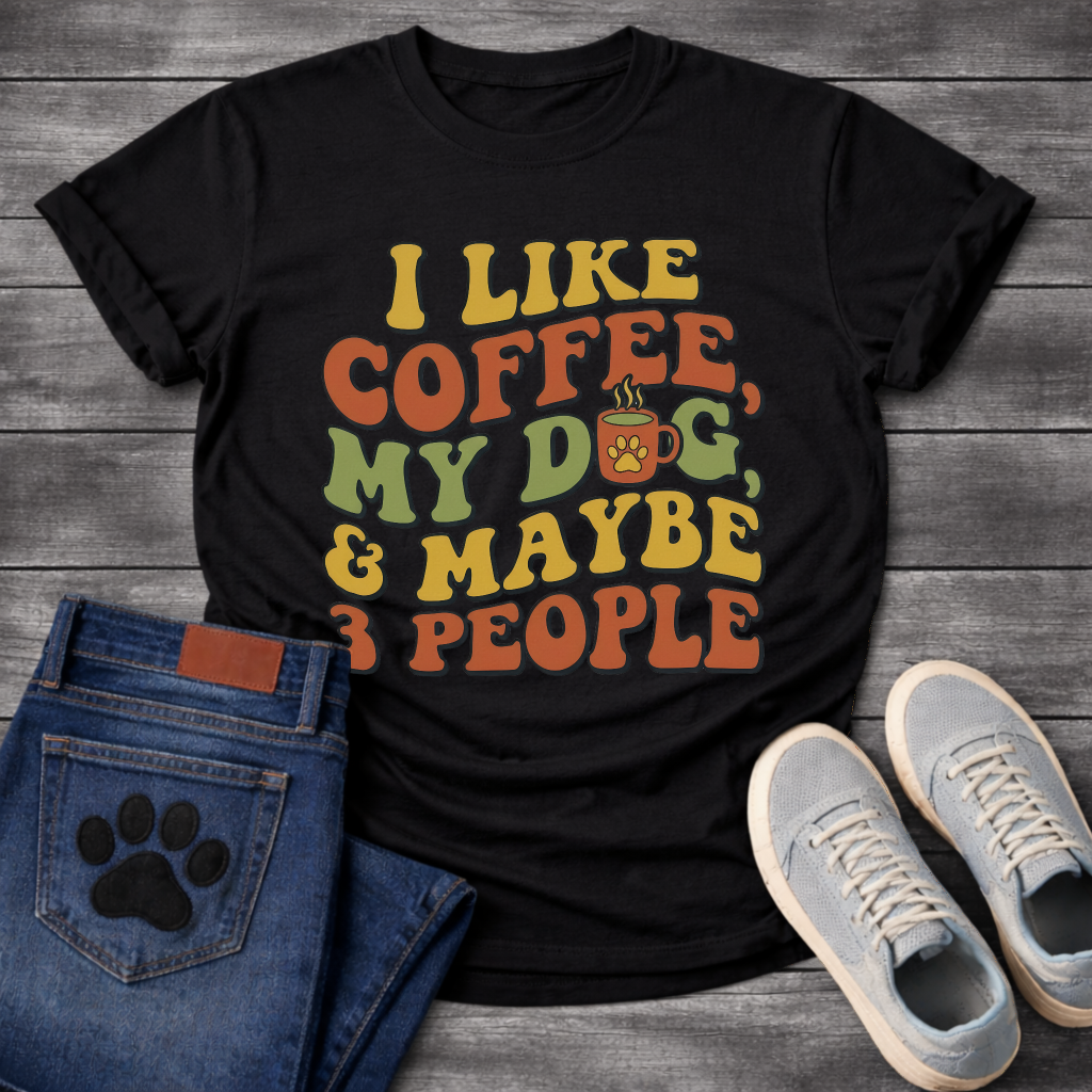Funny introvert dog shirt saying I like coffee my dog maybe 3 people