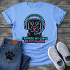I Paused My Game To Pet My Dog funny gaming shirt for dog lovers