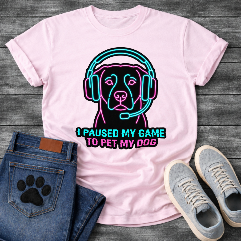 I Paused My Game To Pet My Dog funny gaming shirt for dog lovers