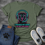 I Paused My Game To Pet My Dog funny gaming shirt for dog lovers