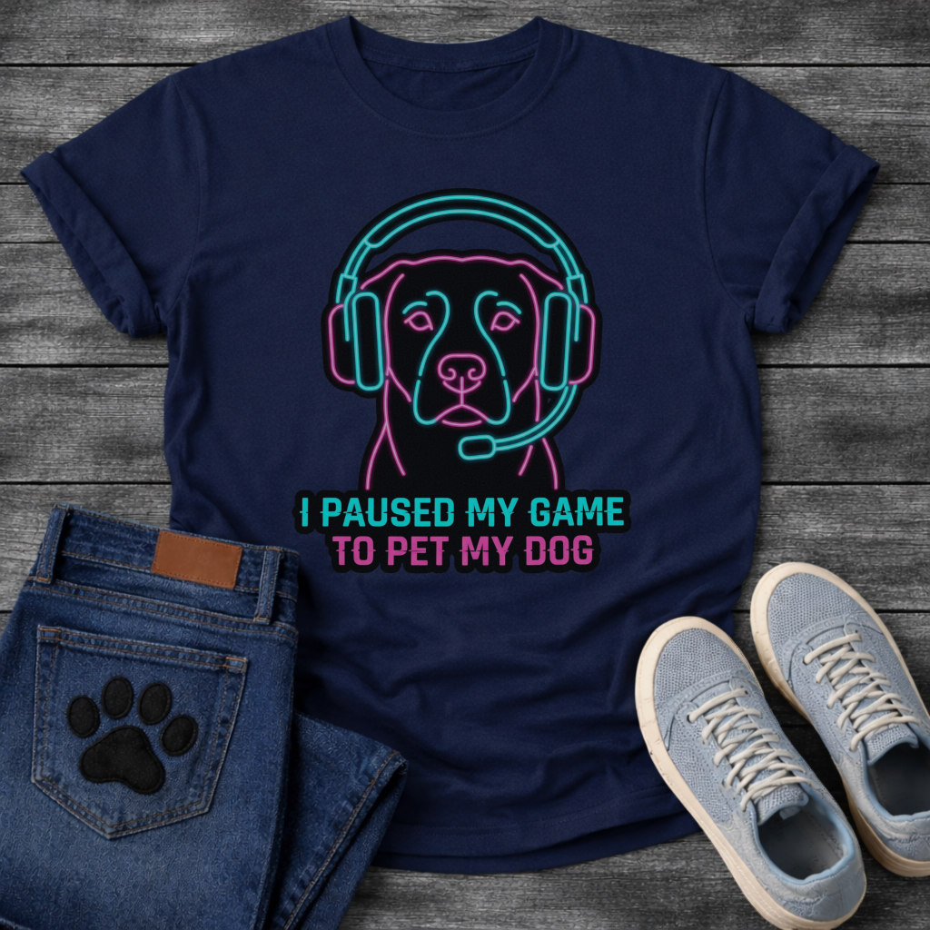 I Paused My Game To Pet My Dog funny gaming shirt for dog lovers