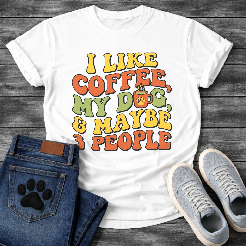 Funny introvert dog shirt saying I like coffee my dog maybe 3 people