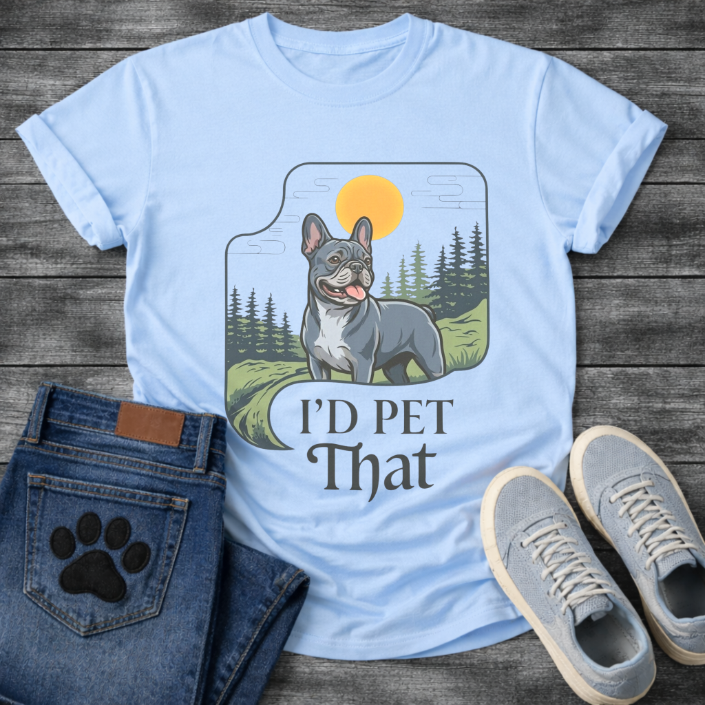 Blue Frenchie I'd Pet That funny dog shirt graphic unisex tee