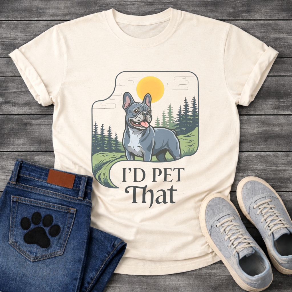 Blue Frenchie I'd Pet That funny dog shirt graphic unisex tee