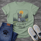 Blue Frenchie I'd Pet That funny dog shirt graphic unisex tee