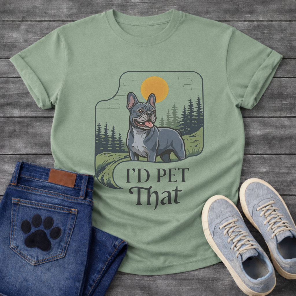 Blue Frenchie I'd Pet That funny dog shirt graphic unisex tee