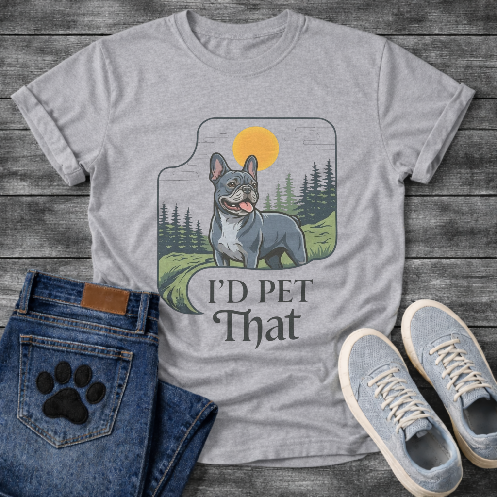 Blue Frenchie I'd Pet That funny dog shirt graphic unisex tee