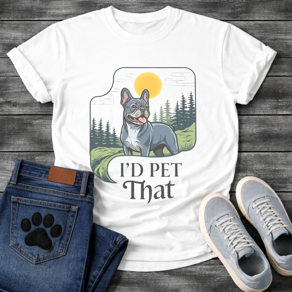 Blue Frenchie I'd Pet That funny dog shirt graphic unisex tee