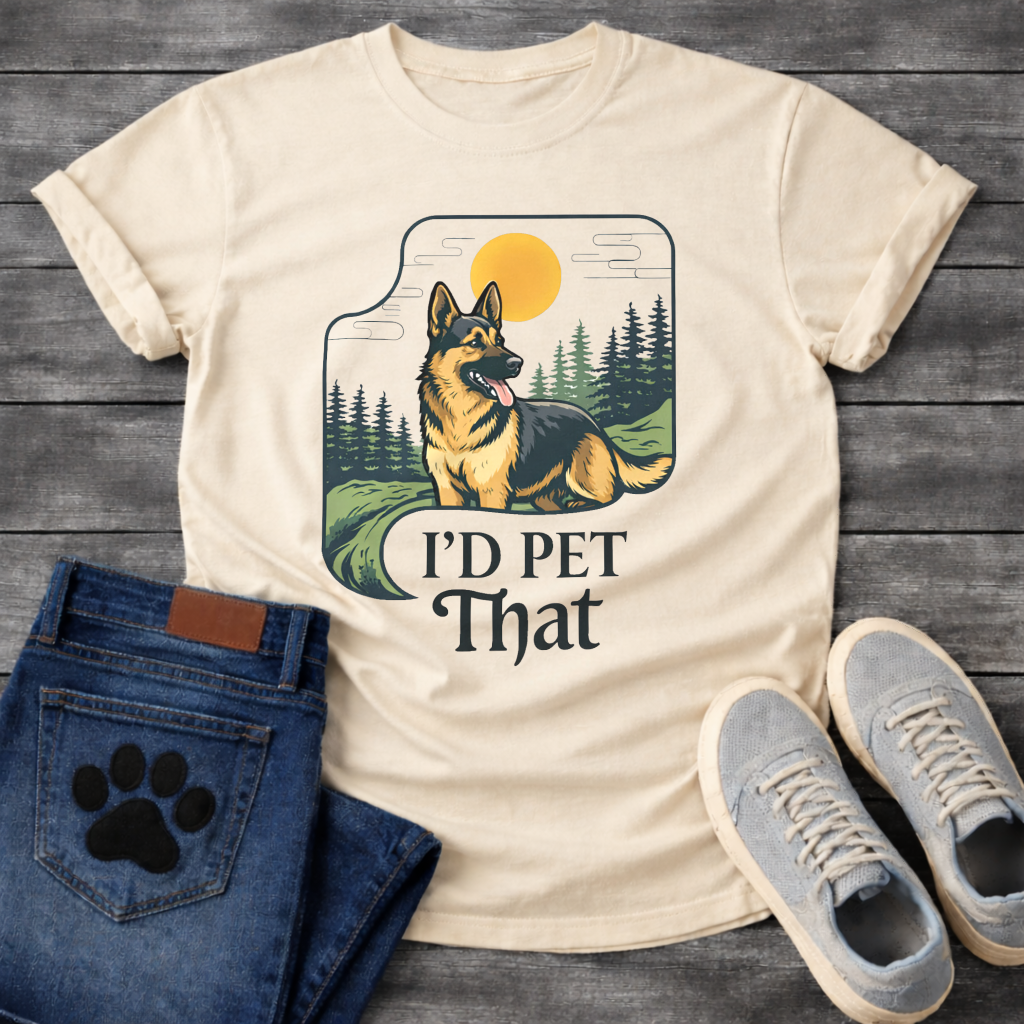 I'd Pet That dog graphic tee, funny dog shirts vibe