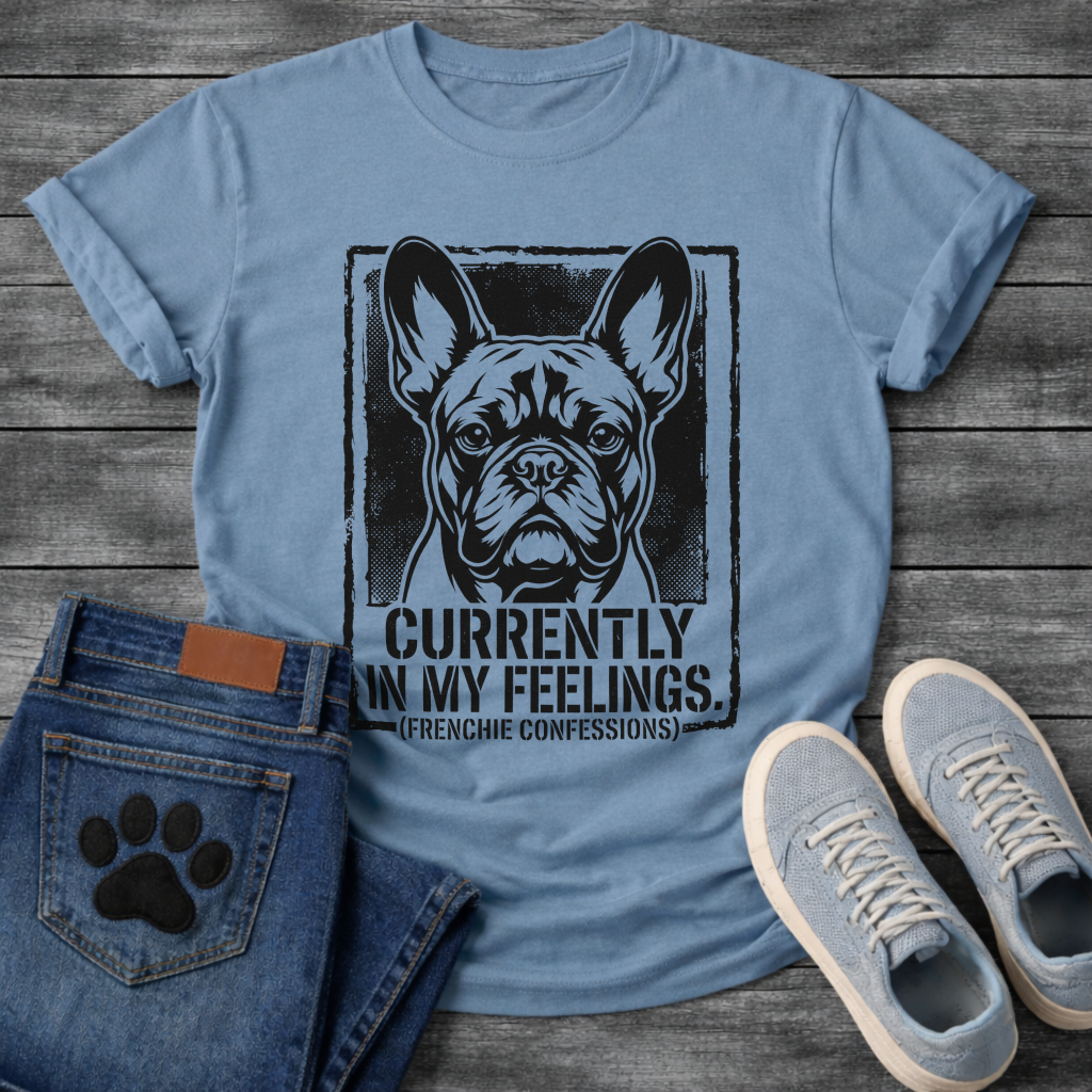 
French Bulldog currently in my feelings Frenchie Confessions funny dog shirt tee
