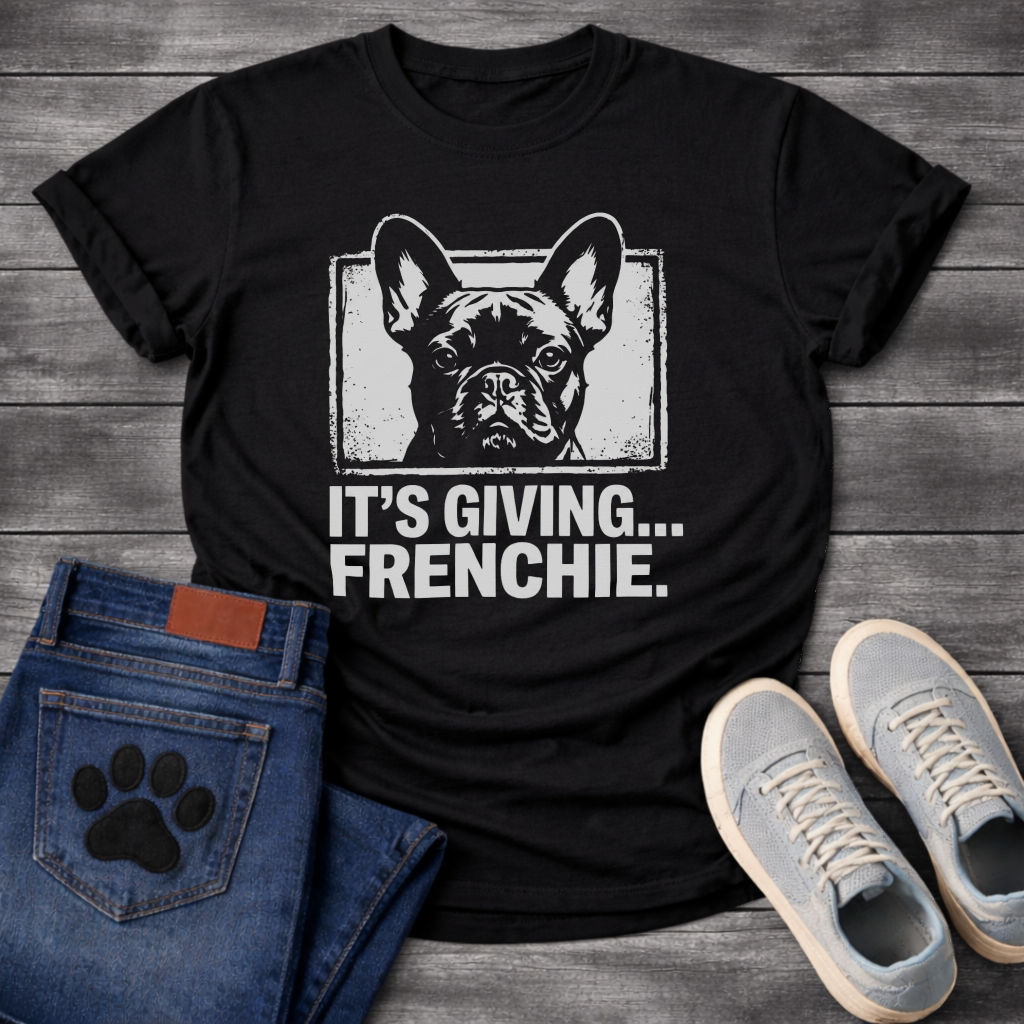 French Bulldog It's Giving Frenchie funny dog shirt dark heather graphic tee
