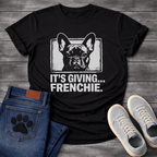 French Bulldog It's Giving Frenchie funny dog shirt dark heather graphic tee
