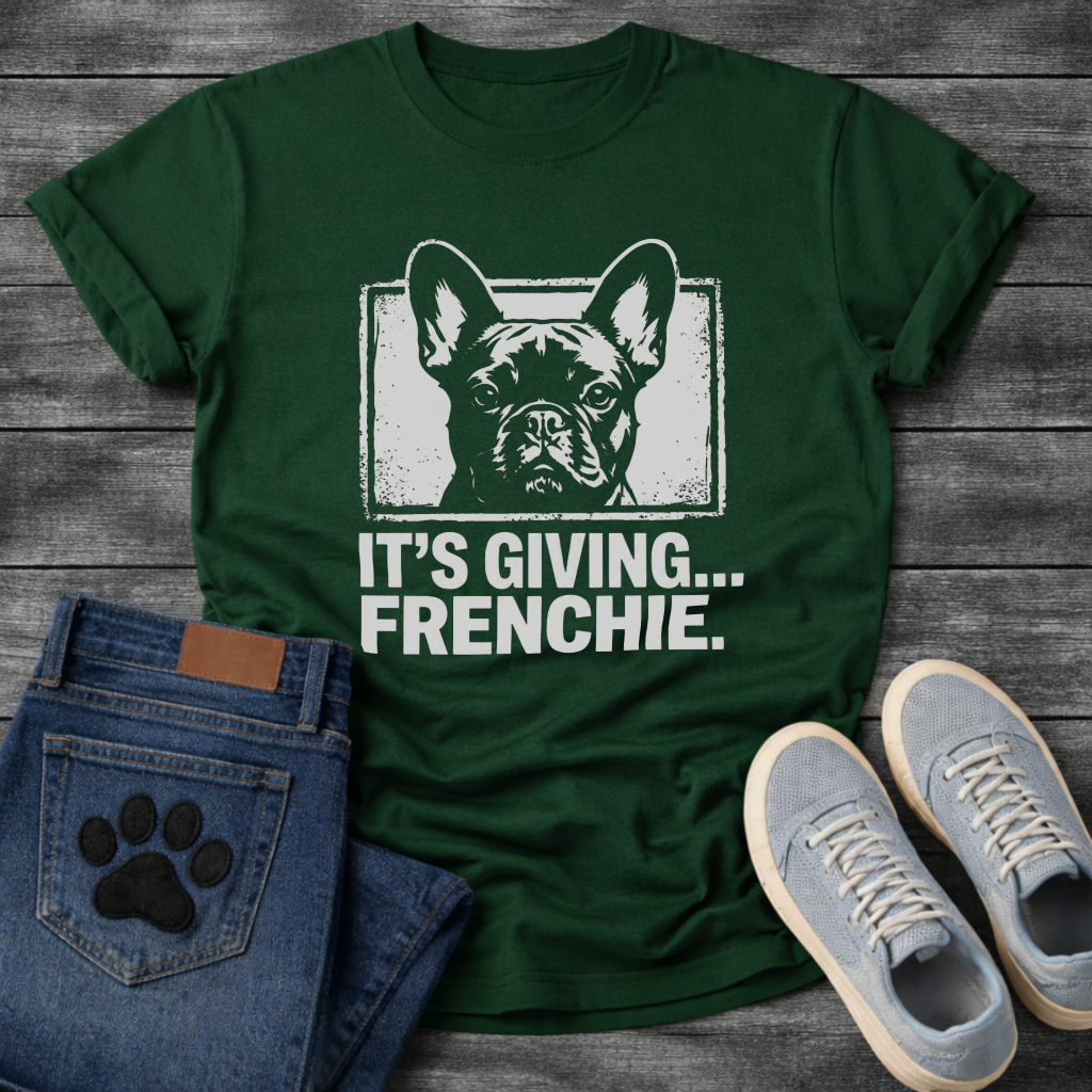 French Bulldog It's Giving Frenchie funny dog shirt dark heather graphic tee

