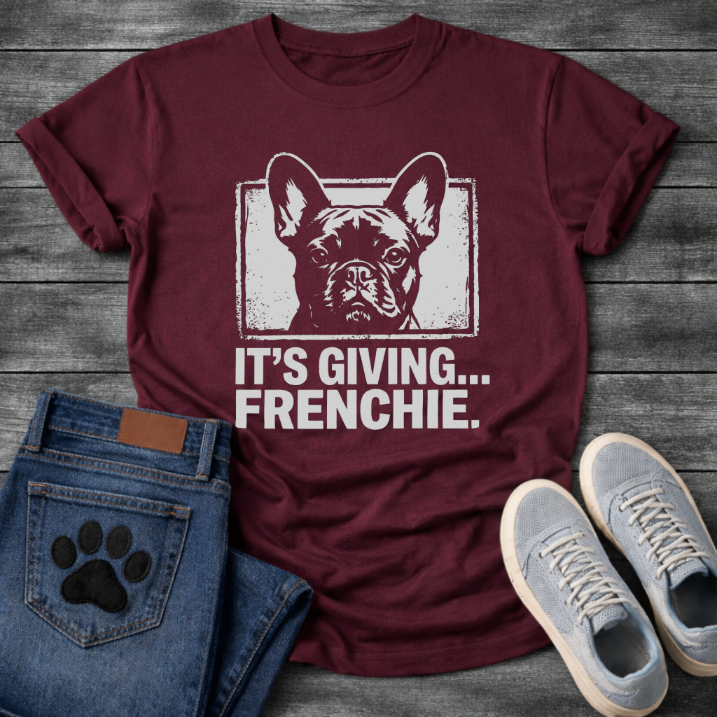 French Bulldog It's Giving Frenchie funny dog shirt dark heather graphic tee
