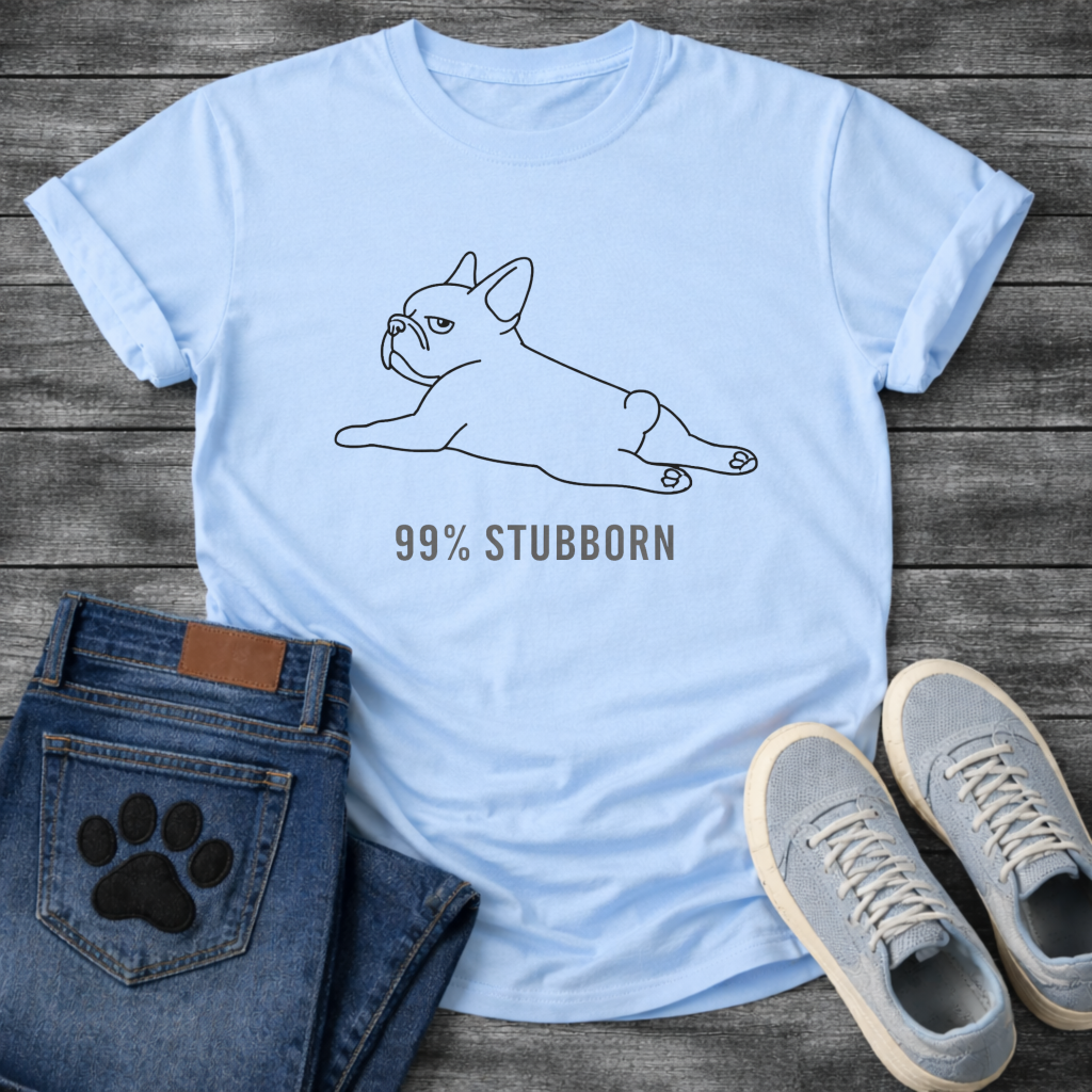 99% Stubborn splooting French Bulldog line art t-shirt funny dog shirt white