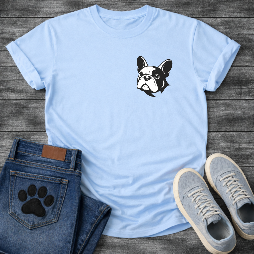 Frenchie pocket t-shirt small chest French Bulldog logo pet lover apparel