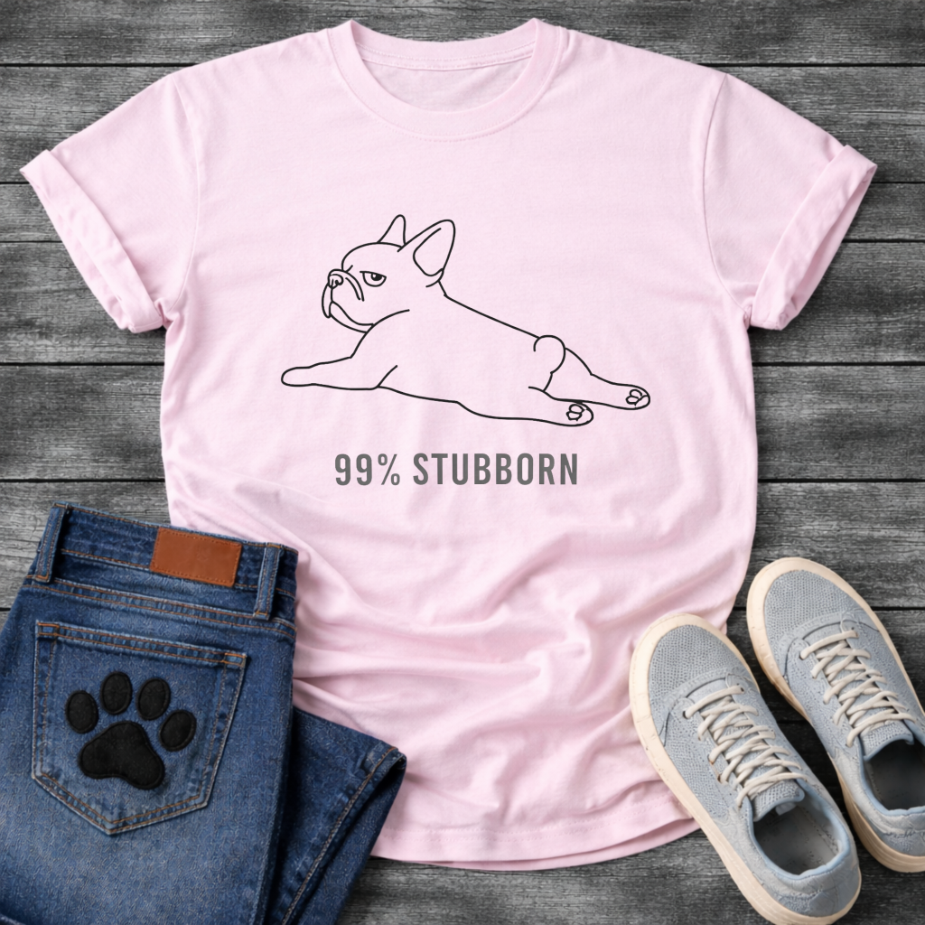 99% Stubborn splooting French Bulldog line art t-shirt funny dog shirt white