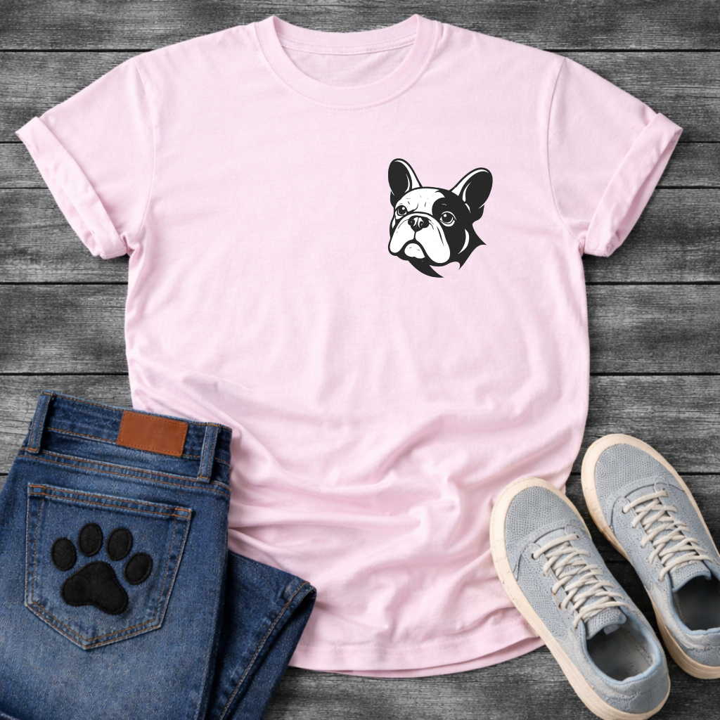Frenchie pocket t-shirt small chest French Bulldog logo pet lover apparel