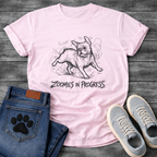 Zoomies in Progress French Bulldog sketch t-shirt - 
energetic Frenchie mid-zoomie graphic tee black ink