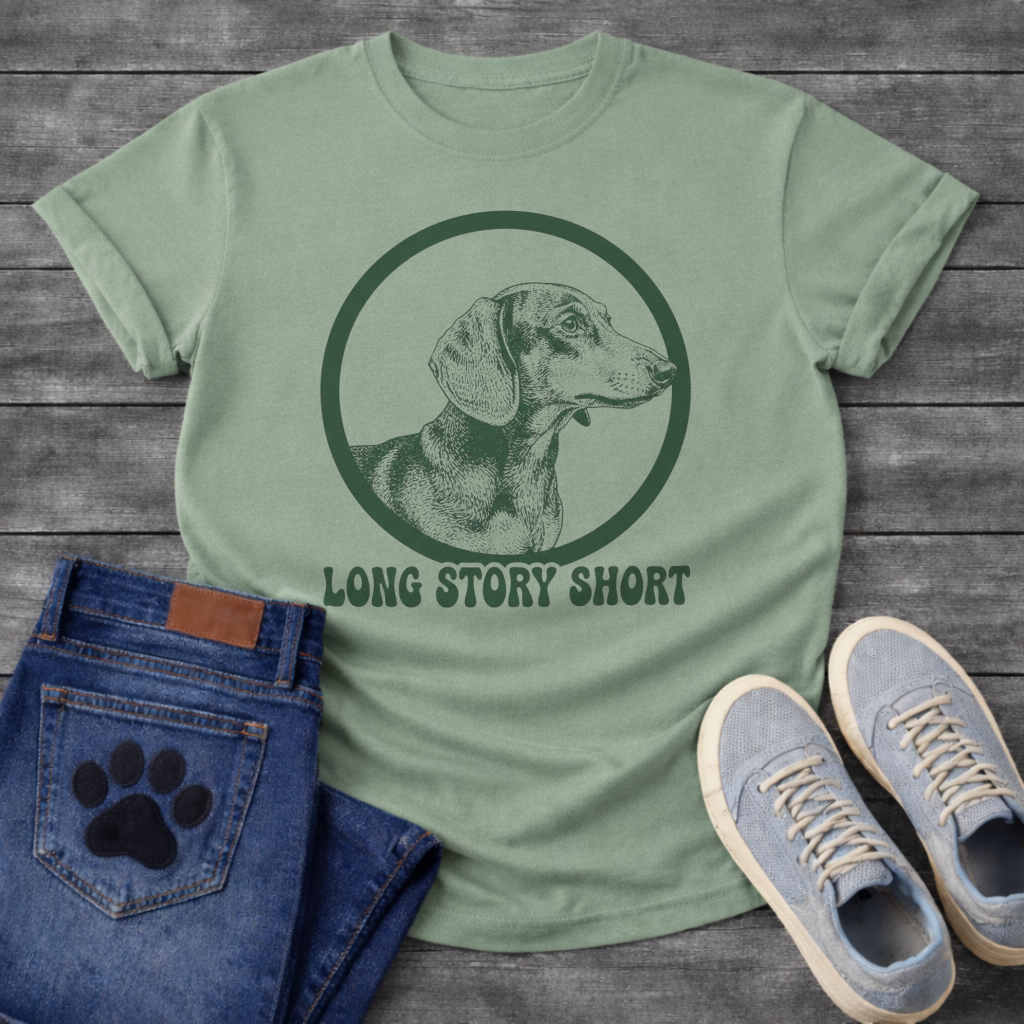 Long Story Short funny dog shirt white Dachshund pet lover apparel tee