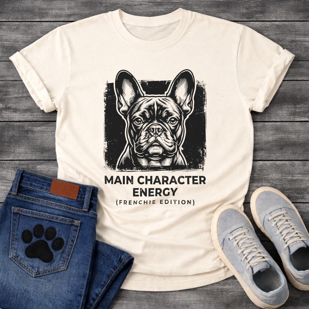 French Bulldog Main Character Energy Frenchie Edition funny dog shirt graphic tee