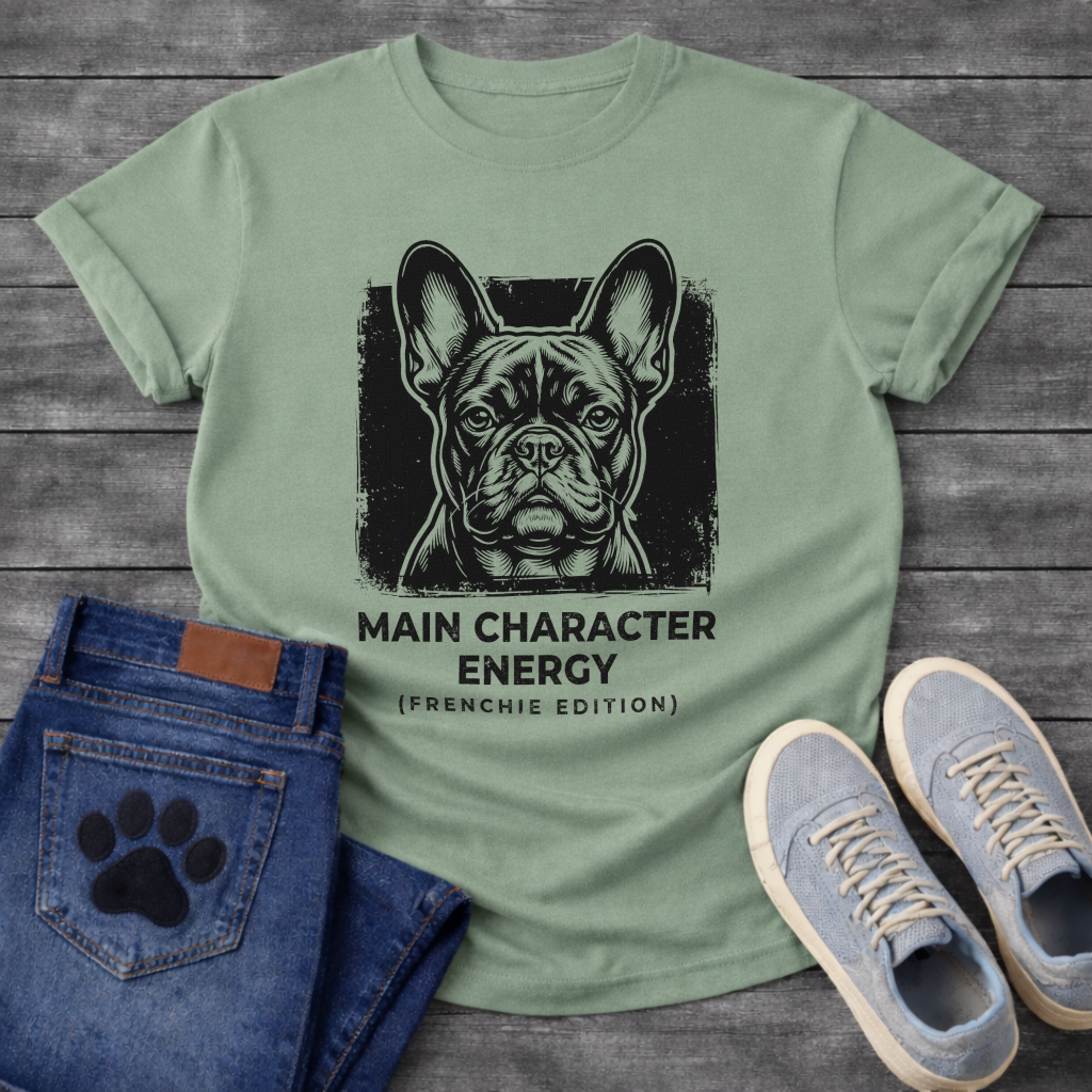 French Bulldog Main Character Energy Frenchie Edition funny dog shirt graphic tee