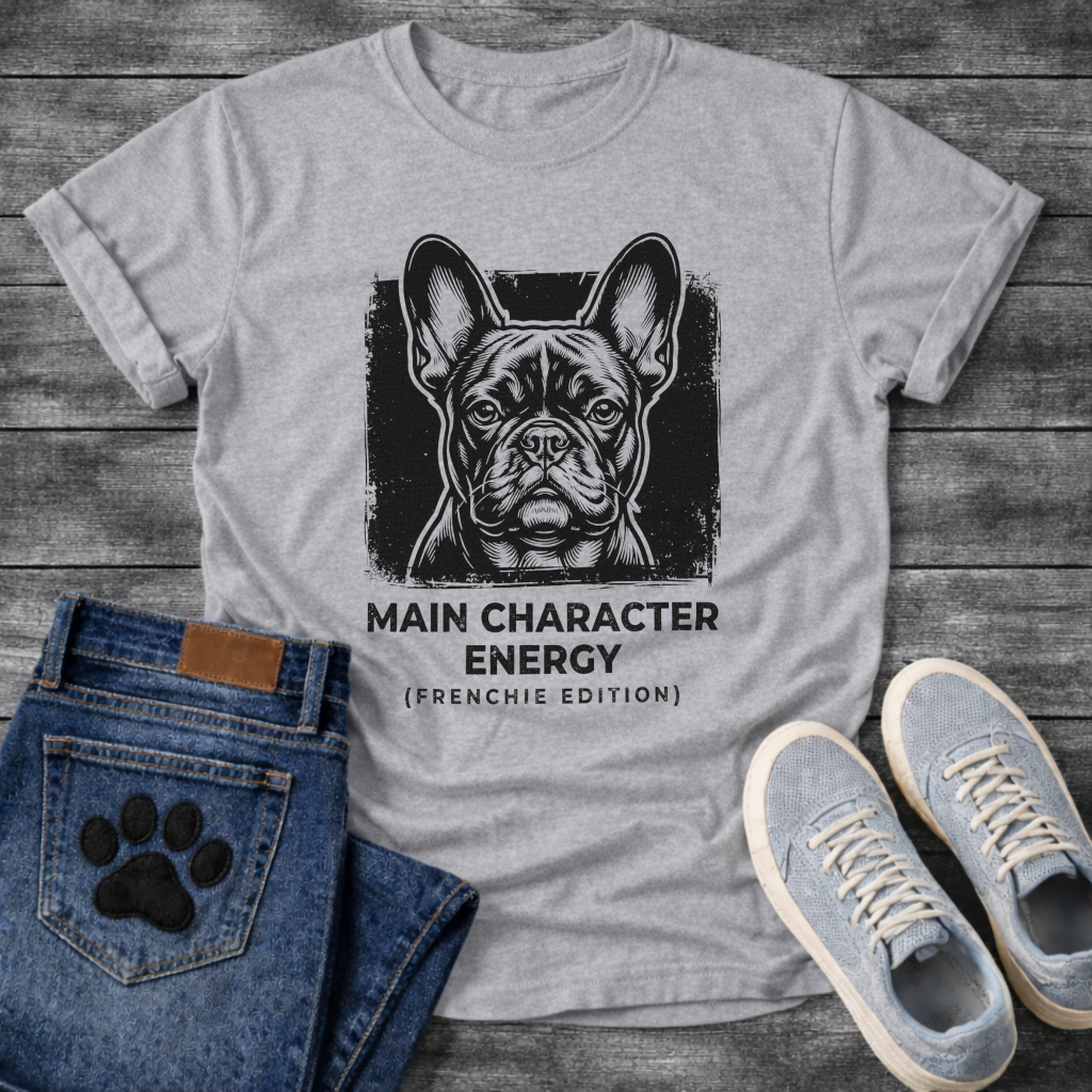 French Bulldog Main Character Energy Frenchie Edition funny dog shirt graphic tee