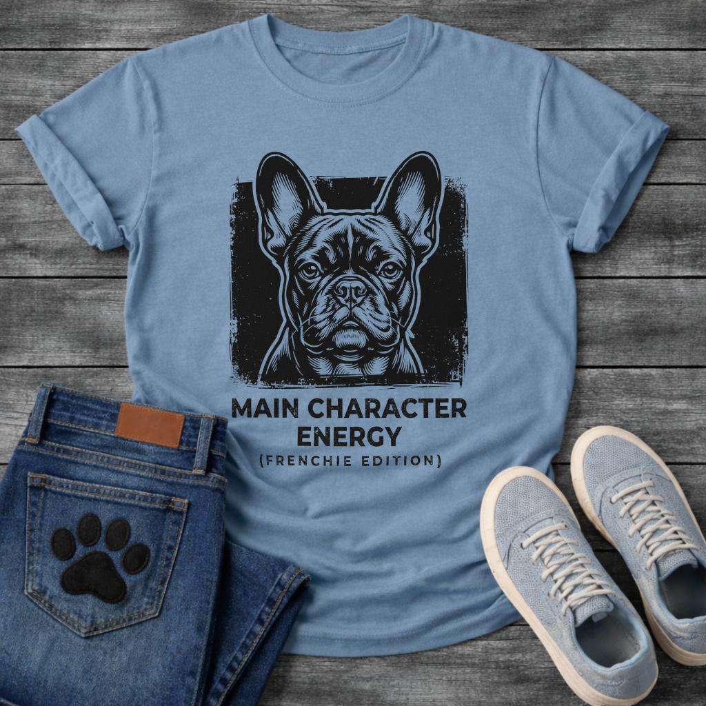 French Bulldog Main Character Energy Frenchie Edition funny dog shirt graphic tee