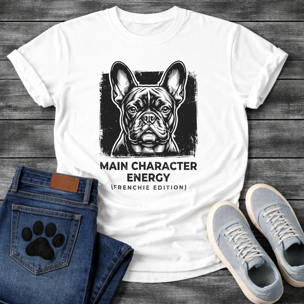 French Bulldog Main Character Energy Frenchie Edition funny dog shirt graphic tee