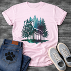Frenchie watercolor double exposure misty forest t-shirt sage teal purple pet lover apparel
