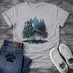 Frenchie watercolor double exposure misty forest t-shirt sage teal purple pet lover apparel
