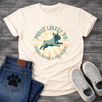 Most Likely To Bring Home A Frenchie leaping starburst t-shirt sport grey funny dog shirt
