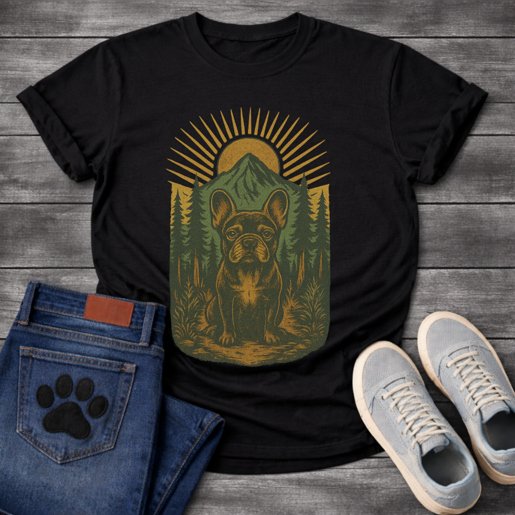 Mountain forest Frenchie dog shirt with French Bulldog nature wilderness design
