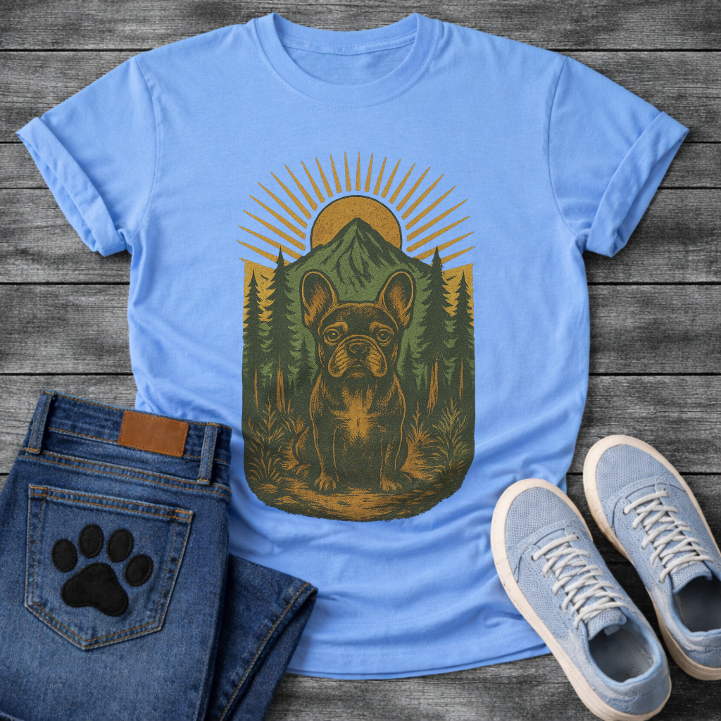 Mountain forest Frenchie dog shirt with French Bulldog nature wilderness design
