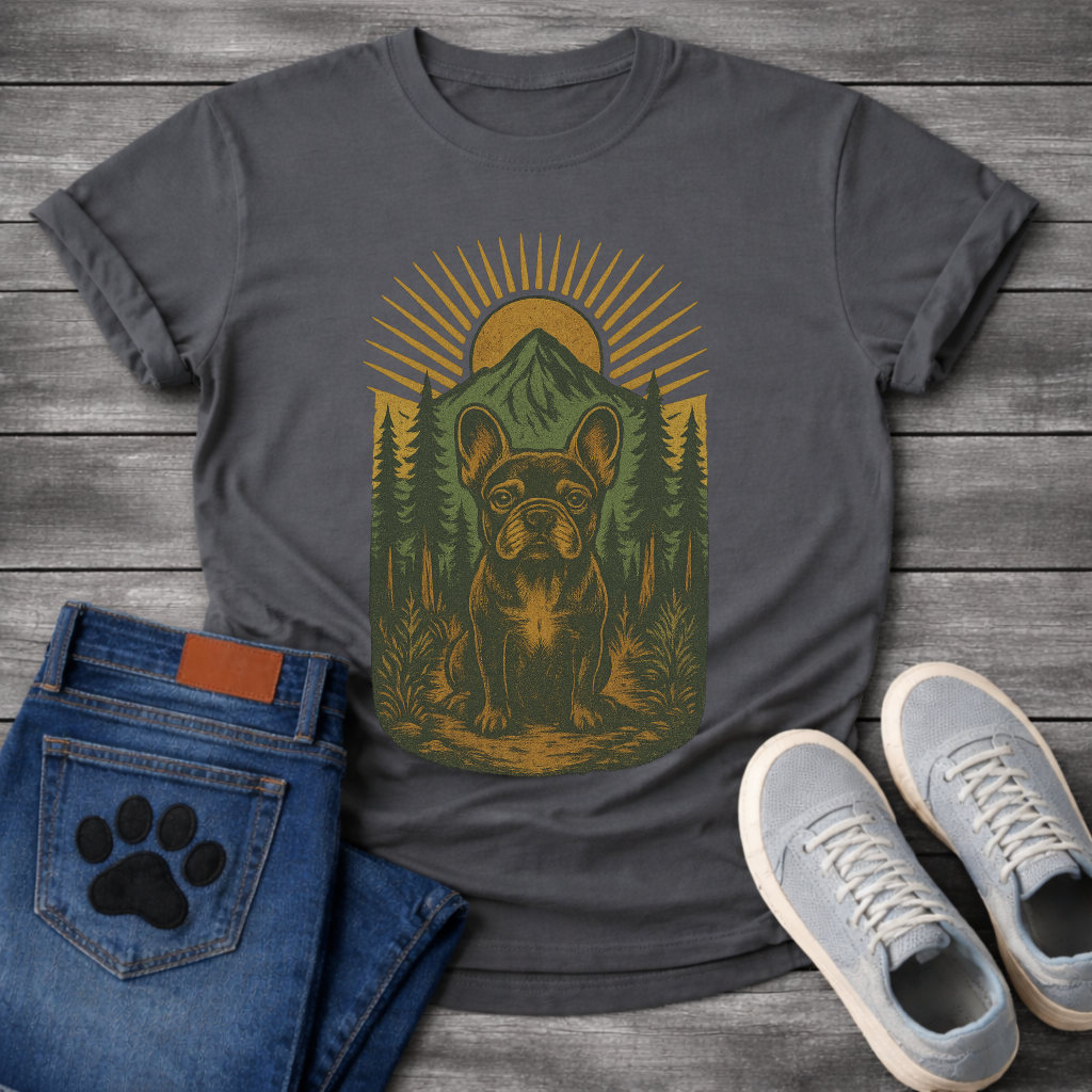 Mountain forest Frenchie dog shirt with French Bulldog nature wilderness design
