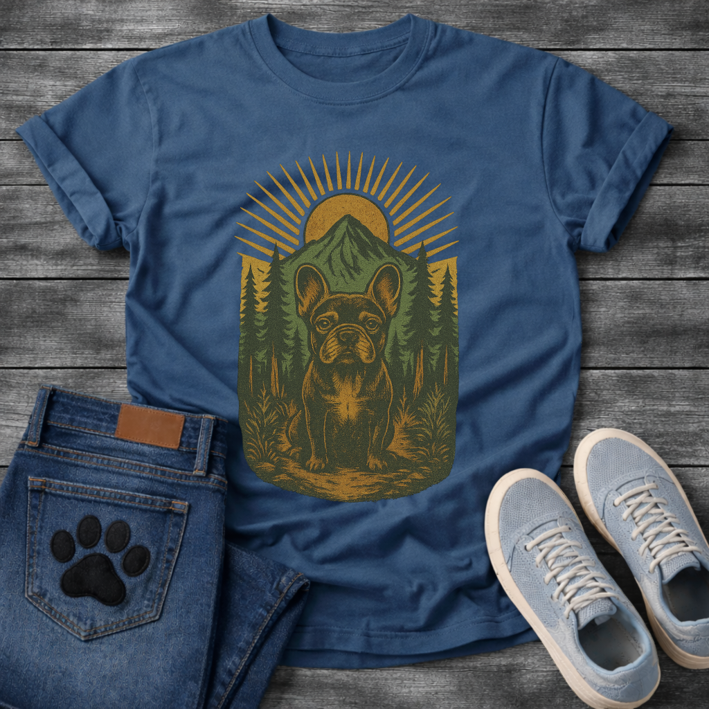 Mountain forest Frenchie dog shirt with French Bulldog nature wilderness design

